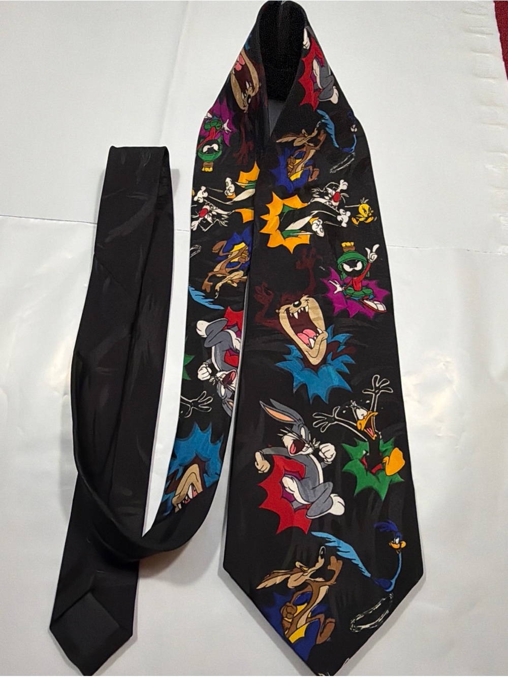 Looney Tunes TASMANIAN DEVIL bugs Bunny Black Neck TIE Daffy Duck Warner Bros